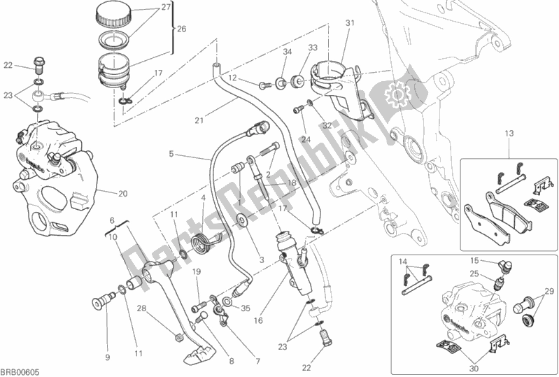 Toutes les pièces pour le Système De Freinage Arrière du Ducati Multistrada 950 USA 2020